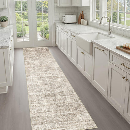 LOONGRUG 8x10 Area Rugs Washable Neutral Modern Rug for Living Room Brown