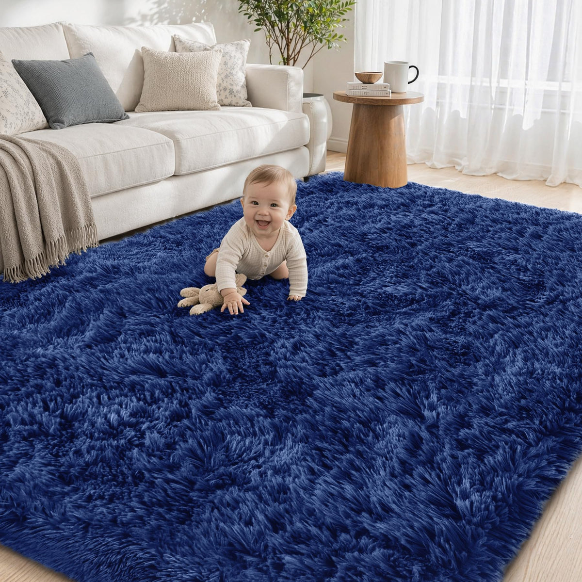 Tosuoka 8x10 Area Rugs for Living Room Bedroom, Black Rug Soft Fluffy Shag