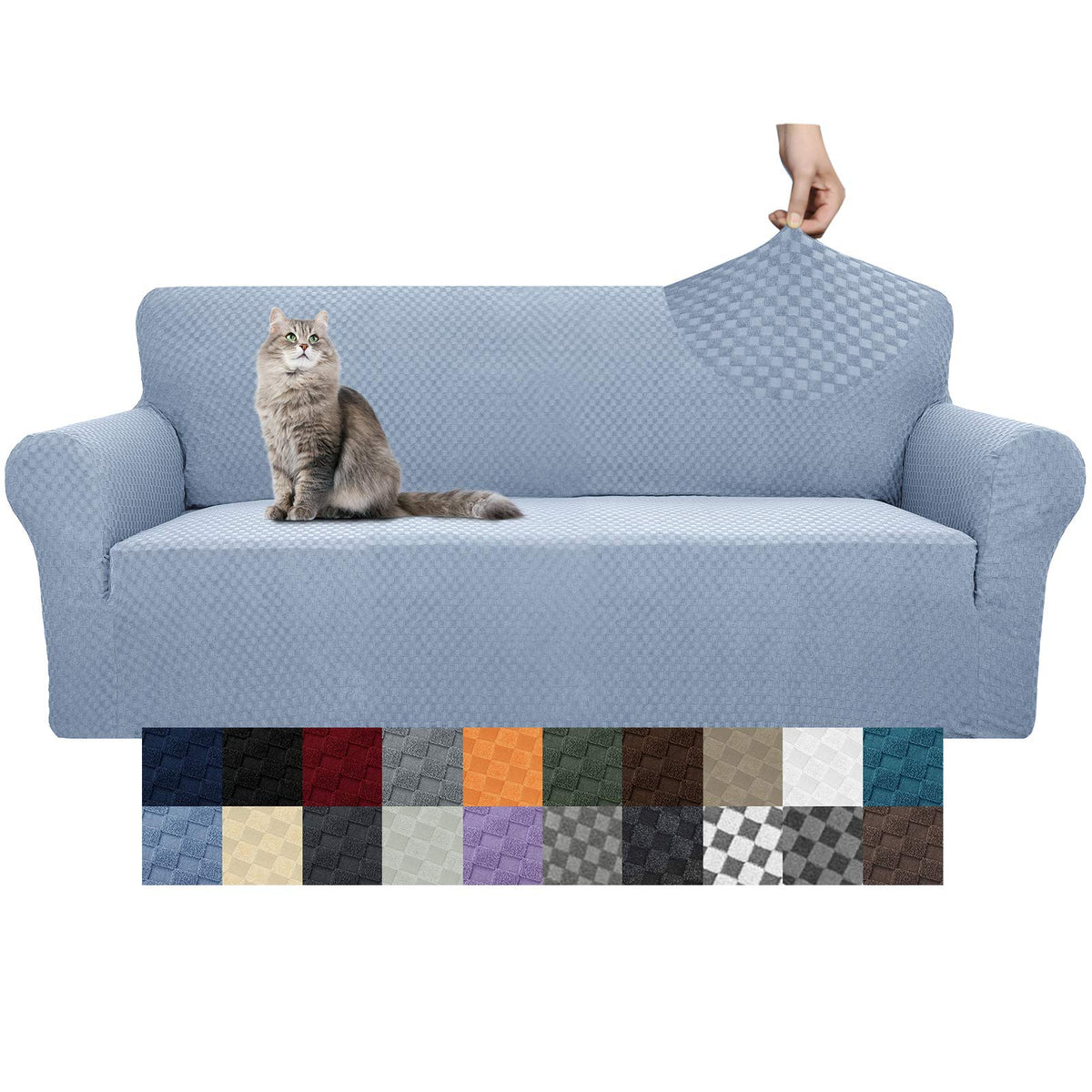YEMYHOM Couch Cover Latest Jacquard Design High Stretch Sofa Covers for 3 Cushion Couch, Pet Dog Cat Proof Slipcover Non Slip Magic Elastic Furniture Protector (Sofa, Light Gray)