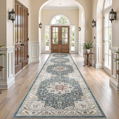 cotiled 9x12 Area Rug for Living Room, Washable, Traditional, Beige