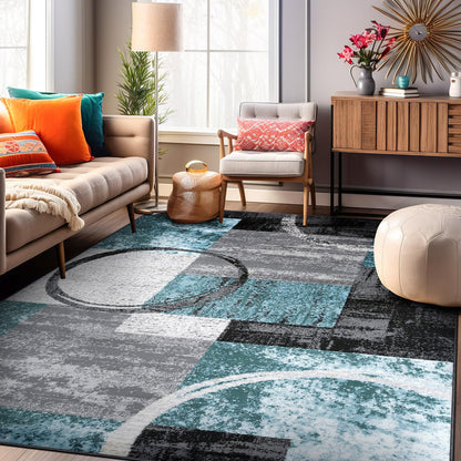 Rugshop Circle Design Contemporary Durable Area Rug Gray 7'10" x 10'2"