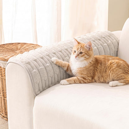 MYSKY HOME 100% Waterproof Couch Cover for Dogs, Plush Pet Couch Covers for Sofa Washable, Couch Covers for 2 Cushion Sofa Pet Friendly, Non-Slip Durable Sofa Cover Slipcover Protector, Cream, 35"x63"