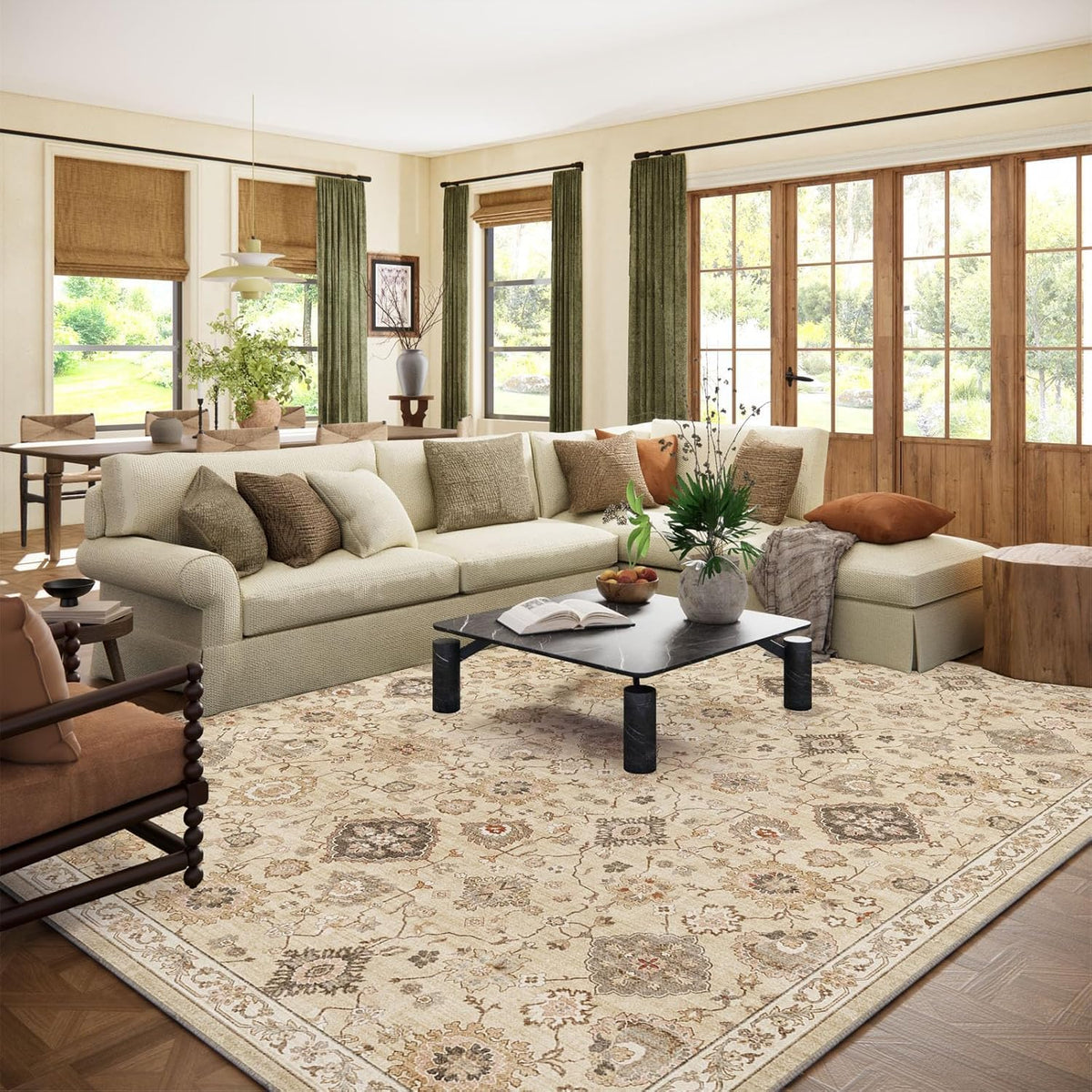 Area Rugs 9x12 Living Room: Washable Bedroom Rug Non Slip Large Boho Carpet