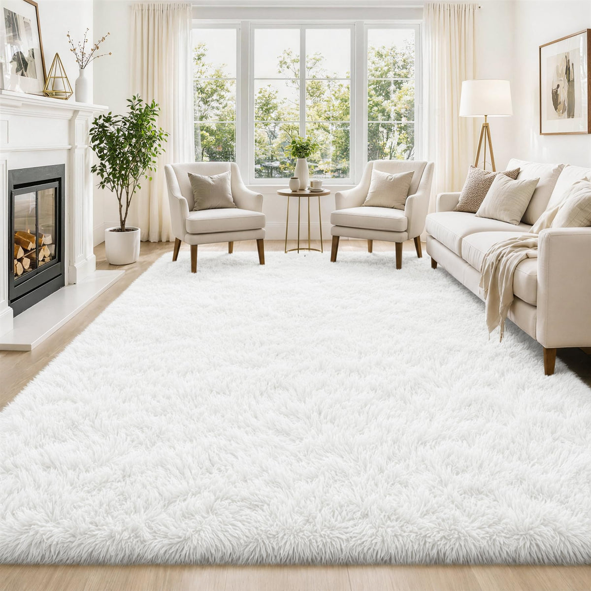 Tosuoka 8x10 Area Rugs for Living Room Bedroom, Black Rug Soft Fluffy Shag