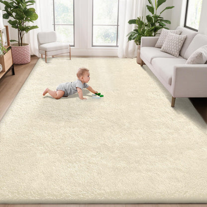 8x10 Area Rugs for Living Room: Fluffy Shag Soft Washable Rug Large Fuzzy Plush Indoor Carpet for Bedroom Nursery Playroom Kids Girls Boys Room (Black, 8'x10')