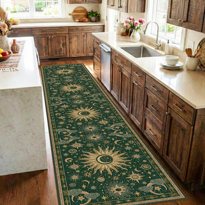 Vacuum-Friendly, 8x10 Washable Area Rug, Black Gold Beige Red