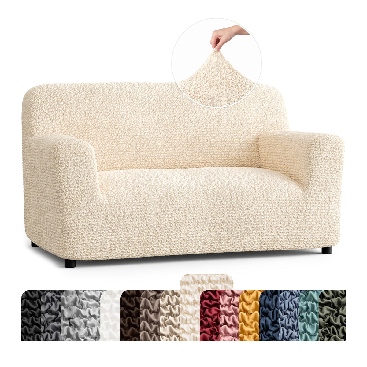 PAULATO Premium Stretch Couch Covers for Sofa - Sofa Chair Cover Washable, Dogs & Pets Friendly - Elastic Polyester Loveseat Slipcovers - Non-Slip Love Seat Couch Covers - Moss Green (64"-85" Wide)