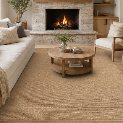 Goyuu Area Rug 8x10, Machine Washable Rug, Faux Wool Blend, Natural Ivory