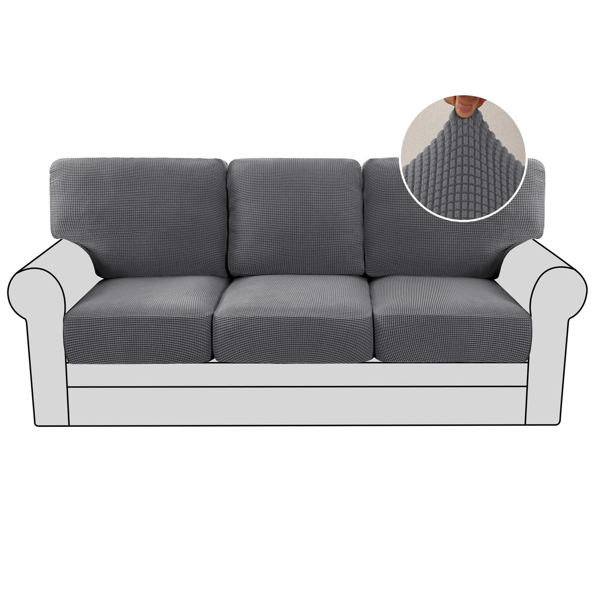 H.VERSAILTEX Multi-Pieces Sofa Covers Stretch Couch Covers Form Fitted Seats and Back Cushions Covers (3 Seat Covers Plus 3 Back Cusion Covers, Bonus 2 Armrest Covers), Sand