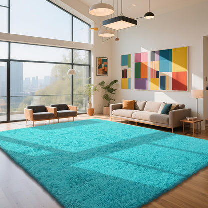 Beige 8x10 Area Rugs for Living Room, Fluffy Shag Rug Large Bedroom Carpet