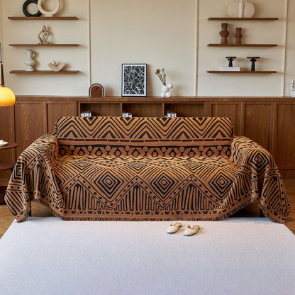 VClife Bohemian Sofa Covers Chenille Couch Cover for Sectional Couch, Soft Non Slip Couch Covers for 2 Cushion Sofa Breathable Sofa Furniture Protector Slip Cover for Couch, Pumpkin, 71"X118"