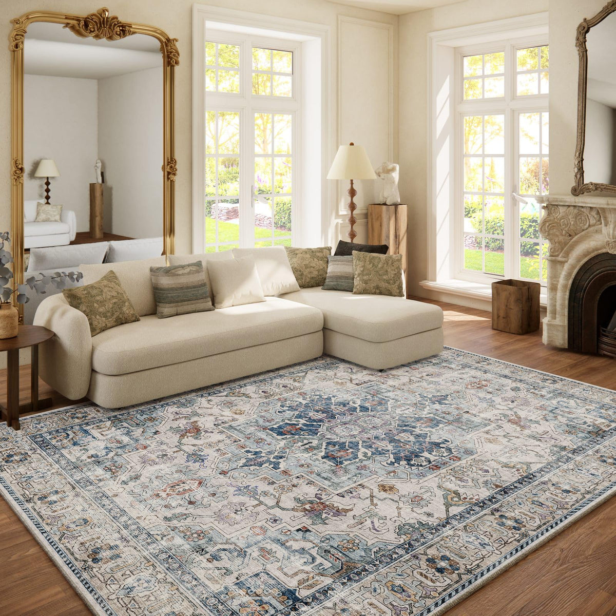Area Rugs 9x12 Living Room: Washable Bedroom Rug Non Slip Large Boho Carpet