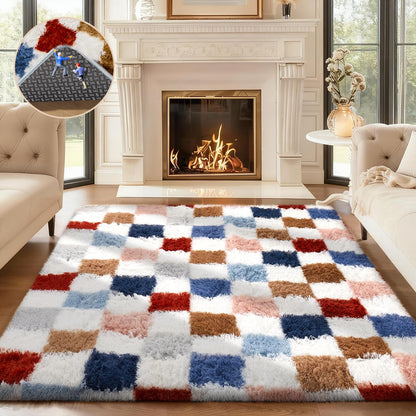Ophanie Area Rugs 9x12 Living Room, Large Grey Bedroom Carpet, Big Shag Indoor Thick Soft Nursery Rug, Gray Fluffy Carpets for Boy and Girls Room Dorm Home Decor Aesthetic