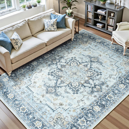 Lofus 8x10 Area Rugs for Living Room Bedroom, Soft Boho Carpet Floral Brown