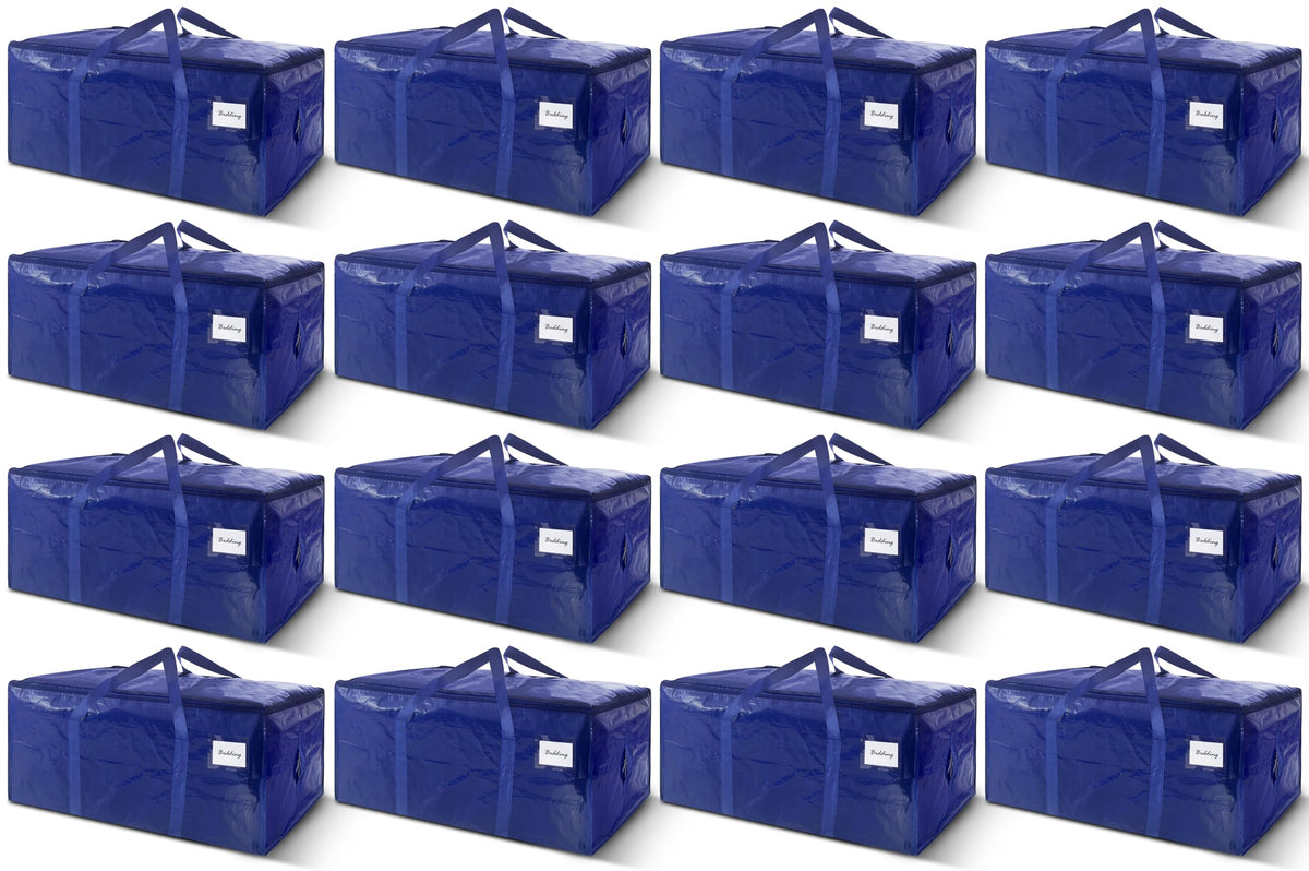 8 Pack Extra Heavy Duty Large Moving Bags with Strong Zipper & Carrying Handles, Sturdy Clothes Storage Bags Totes Bins, Packing Bag Move Boxes College Moving Supplies, Dark Blue - 24 gal