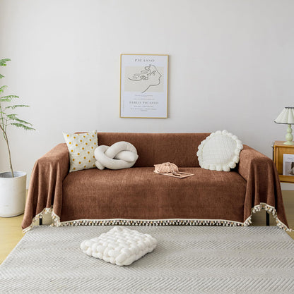 HANDONTIME Green Sofa Cover Vintage Couch Cover for Dogs 91" X150" Couch Cushion Covers with Tassel Herringbone Sofa Cover Boho Sofa Covers for 3 Cushion Couch Chenille Soft Loveseat Sofa Covers