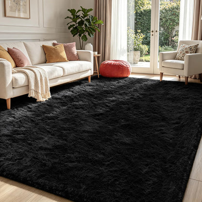 Beige 8x10 Area Rugs for Living Room, Fluffy Shag Rug Large Bedroom Carpet
