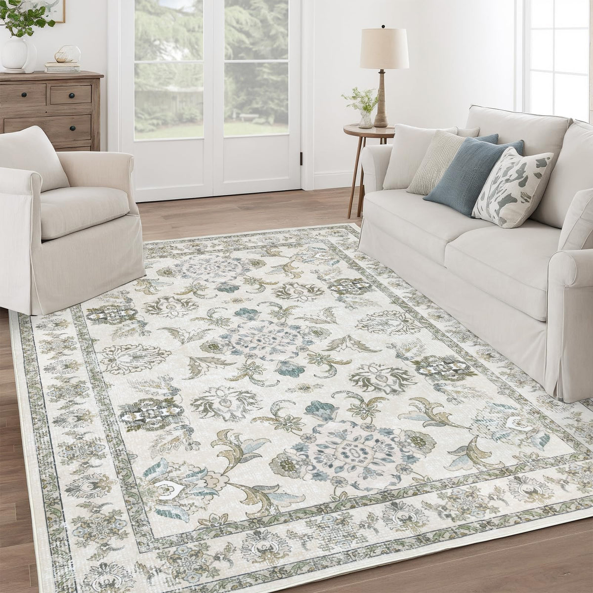 Washable 8×10 Area Rug for Living Room Grey