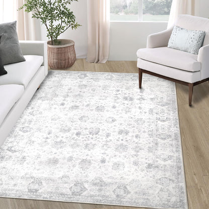Washable 8×10 Area Rug for Living Room Grey