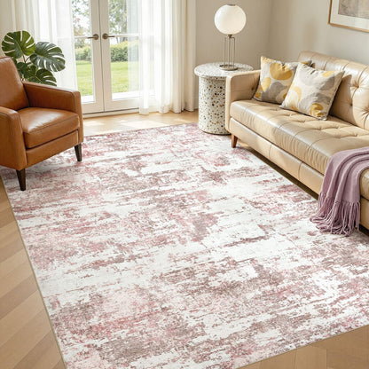 8x10 Area Rugs Living Room Abstract Washable Rug, Gold Brown