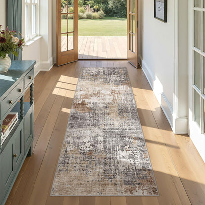 DMOYEST Area Rug Living Room Rugs 9x12 Washable Abstract Grey Carpet