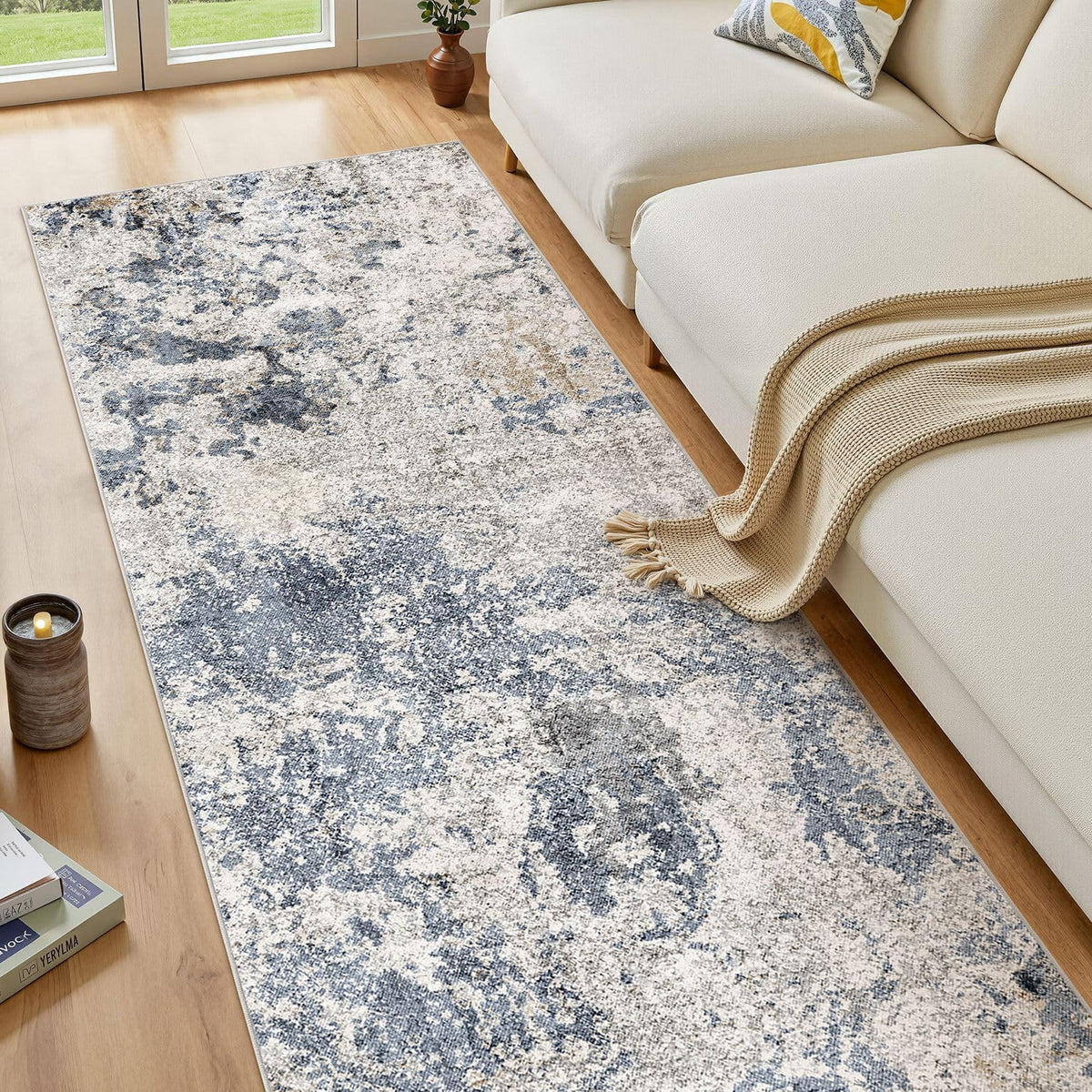 8x10 Area Rugs Living Room Abstract Washable Rug, Gold Brown