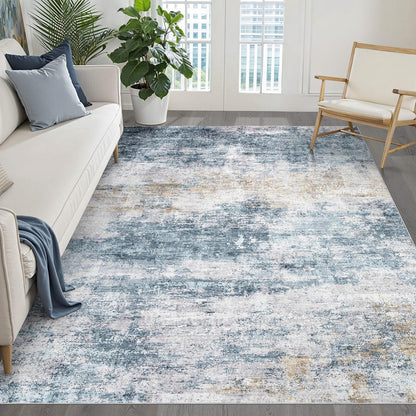 LOONGRUG 8x10 Area Rugs Washable Neutral Modern Rug for Living Room Brown