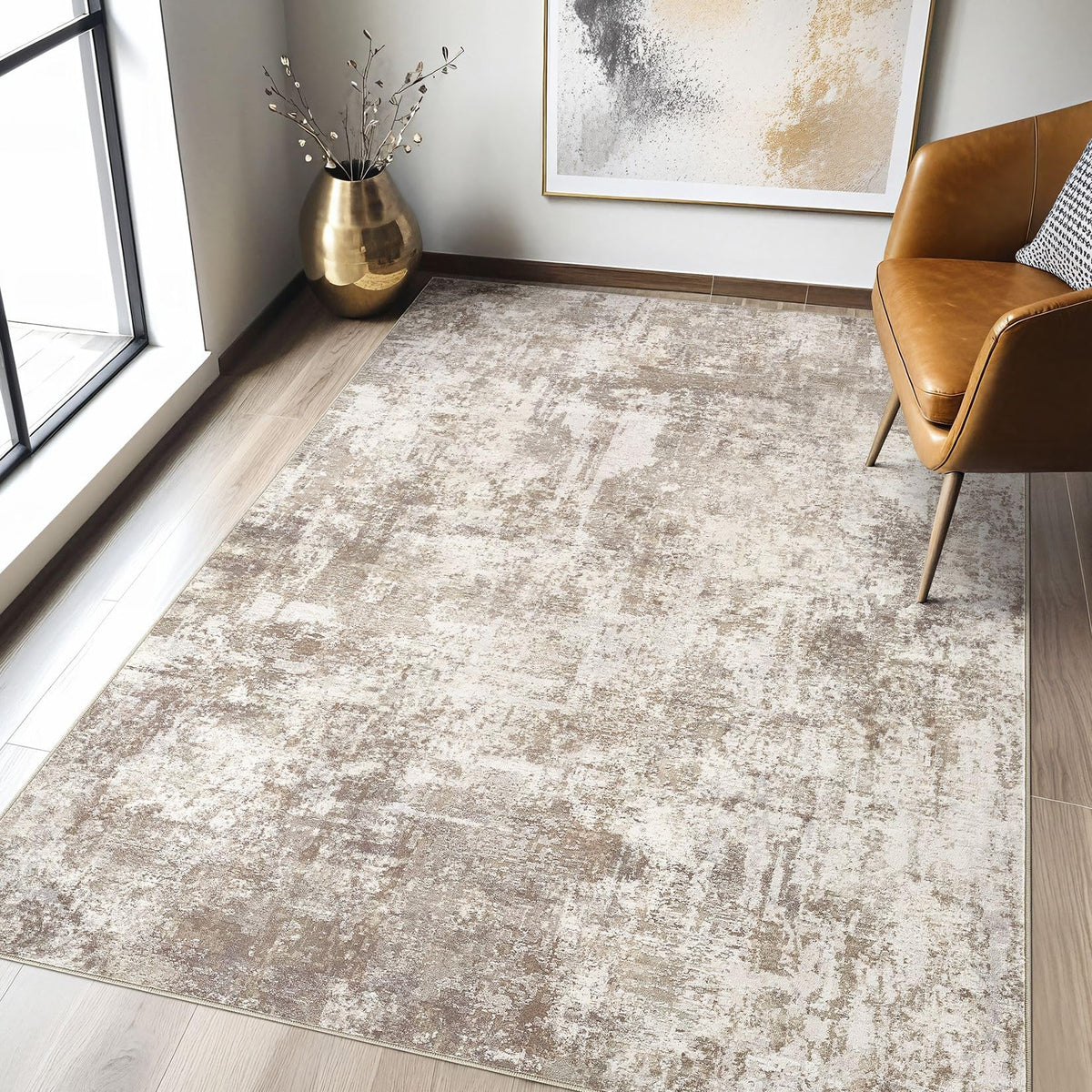 LOONGRUG 6x9 Area Rugs Washable Neutral Modern Abstract Living Room Rug