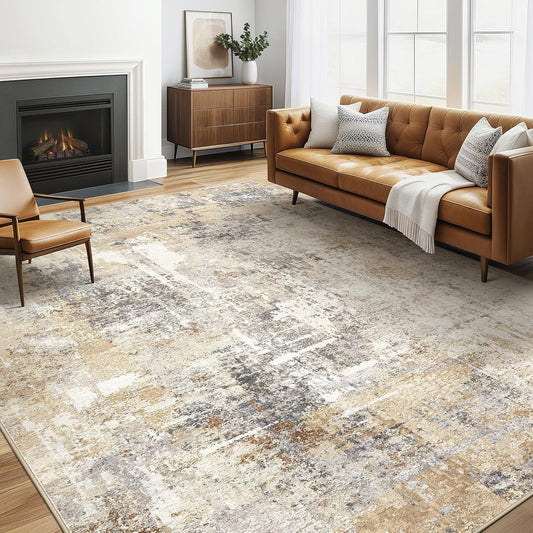 LOONGRUG 6x9 Area Rugs Washable Neutral Modern Abstract Living Room Rug