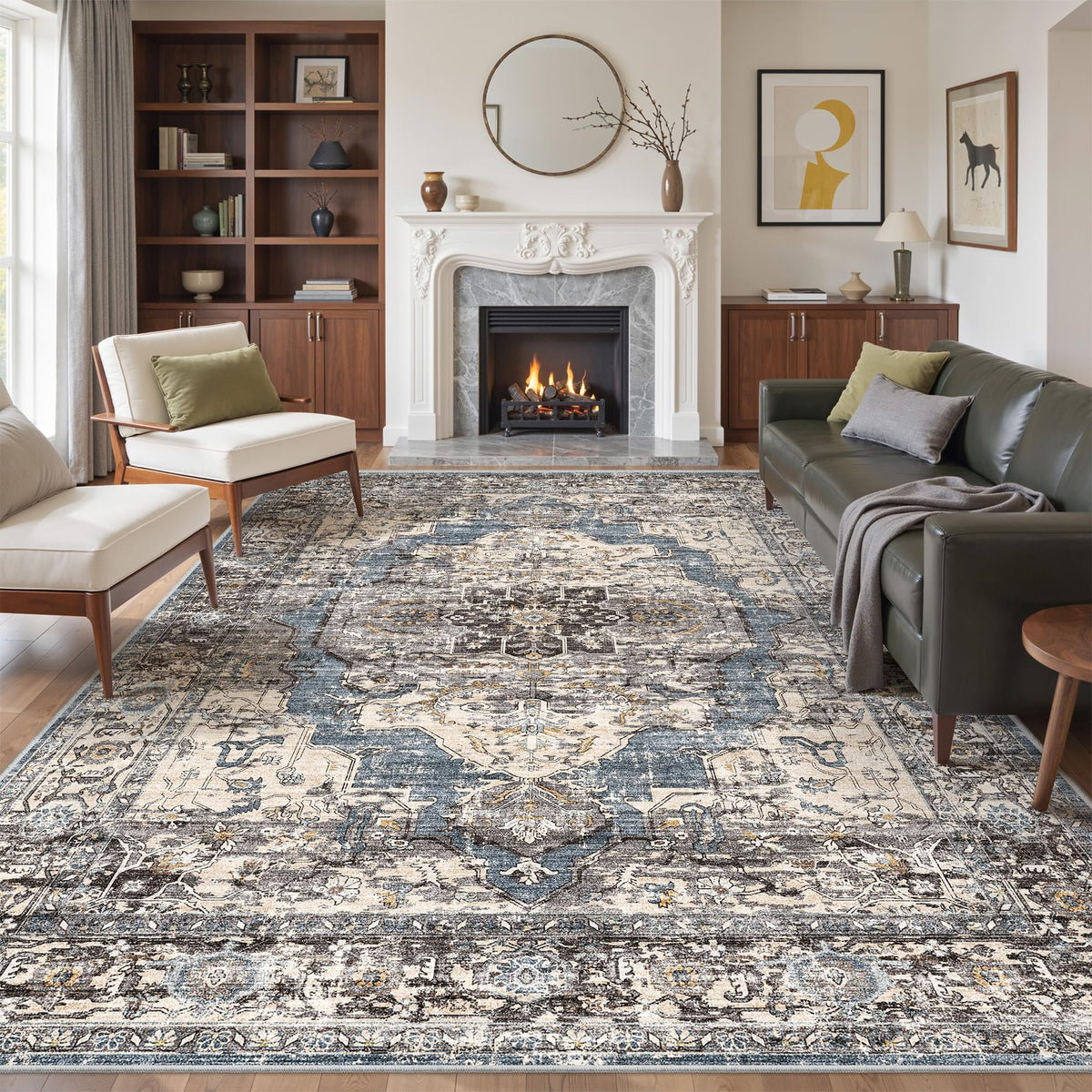 befbee 8x10 Area Rugs for Living Room, Washable Vintage Non Slip Rug