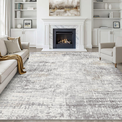 LOONGRUG 8x10 Area Rugs Washable Neutral Modern Rug for Living Room Brown