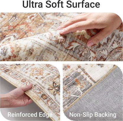 befbee 8x10 Area Rugs for Living Room, Washable Vintage Non Slip Rug