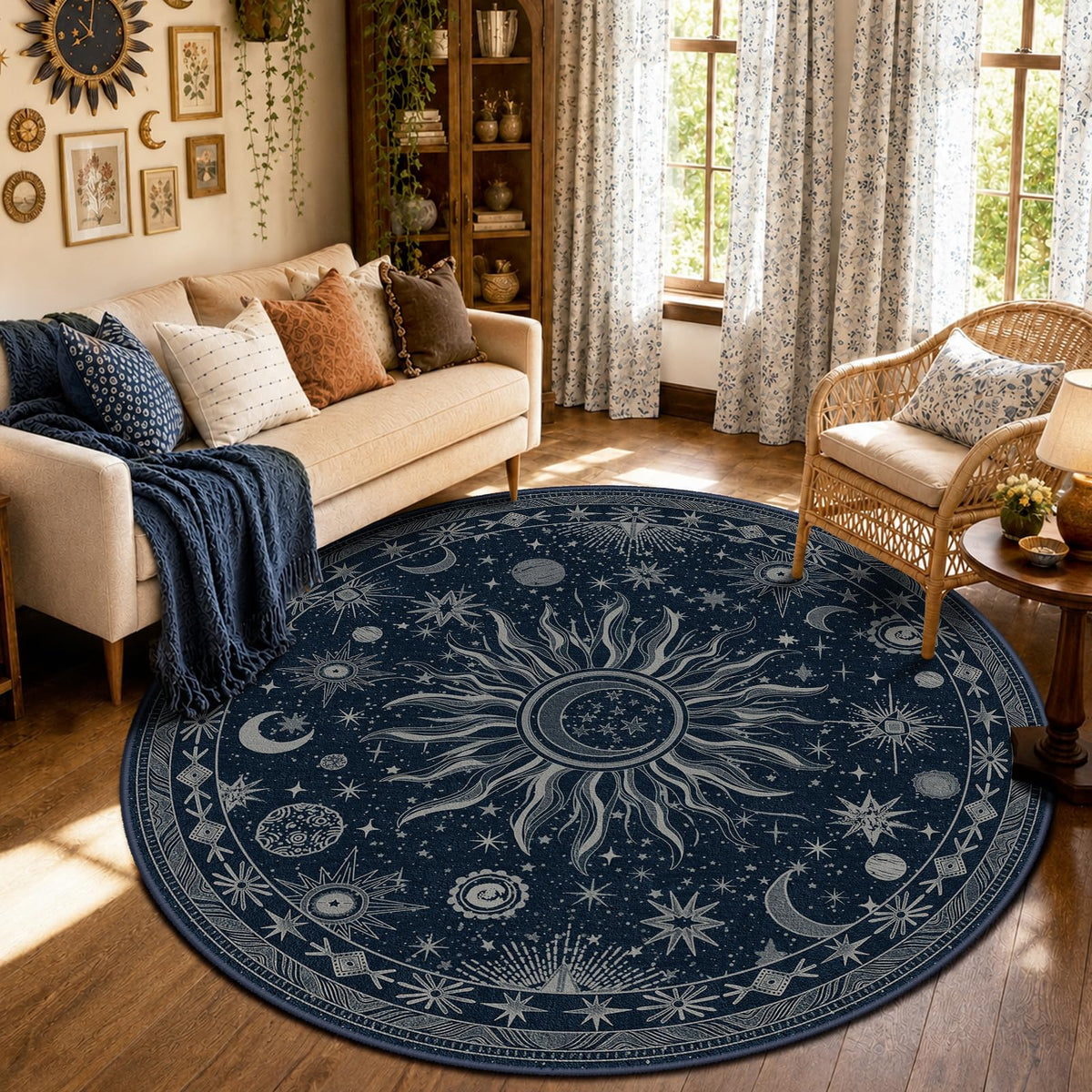 Vacuum-Friendly, 8x10 Washable Area Rug, Black Gold Beige Red