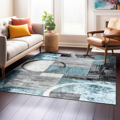 Rugshop Circle Design Contemporary Durable Area Rug Gray 7'10" x 10'2"