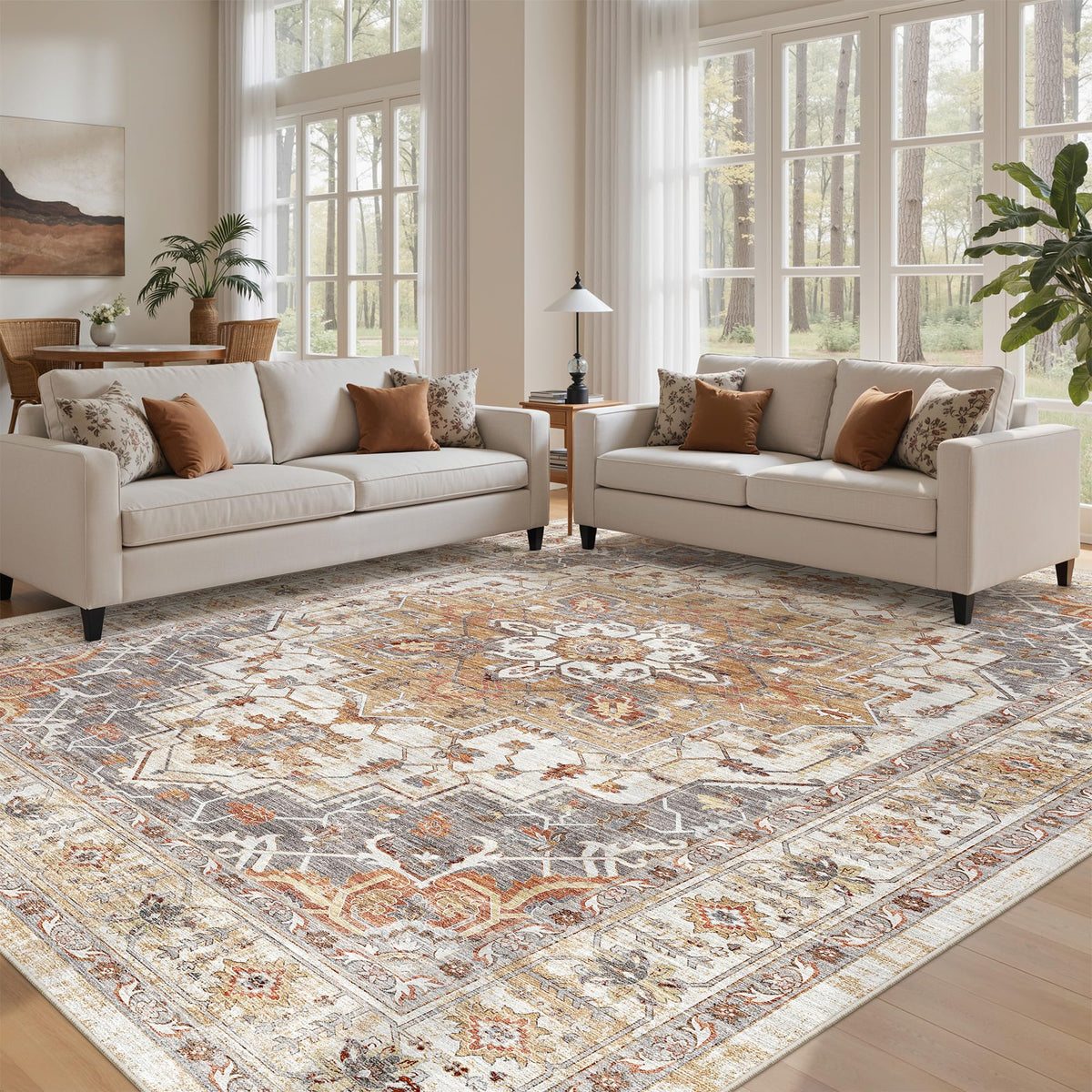 befbee 8x10 Area Rugs for Living Room, Washable Vintage Non Slip Rug