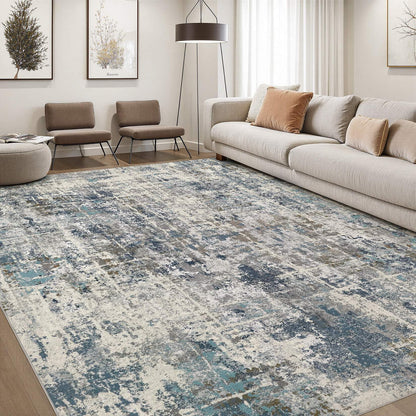 DMOYEST Area Rug Living Room Rugs 9x12 Washable Abstract Grey Carpet