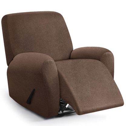 ANARACHON Leather Look Recliner Couch Cover, 8-Pieces Stretch Recliner Sofa Covers, Soft Reclining Slipcover, Washable Furniture Protector for Pets (3 Seater, Brown)