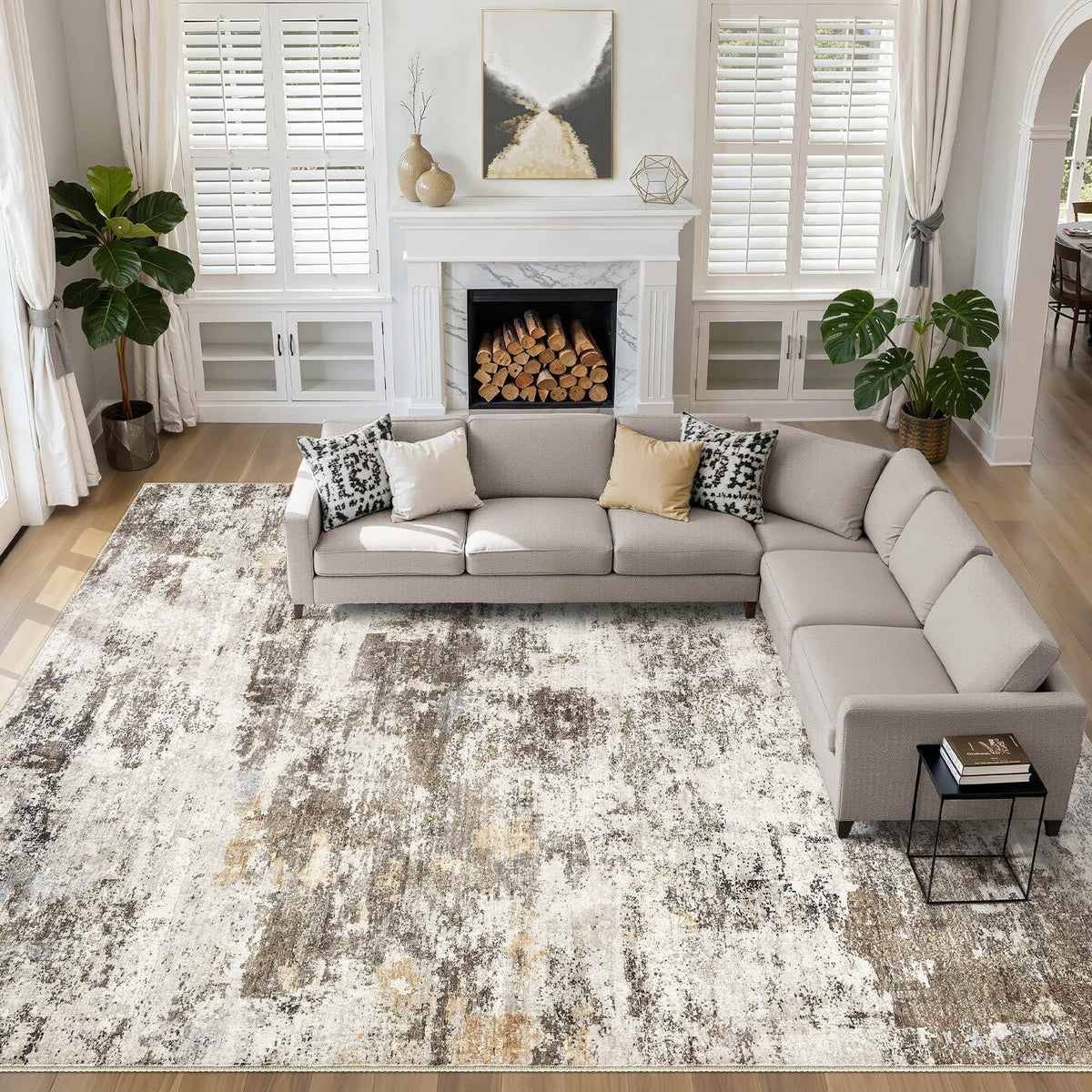 LOONGRUG 6x9 Area Rugs Washable Neutral Modern Abstract Living Room Rug