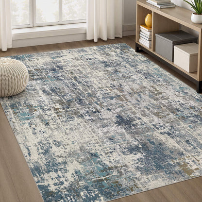 DMOYEST Area Rug Living Room Rugs 9x12 Washable Abstract Grey Carpet