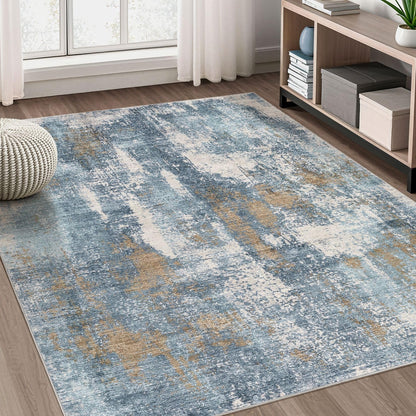 DMOYEST Area Rug Living Room Rugs 9x12 Washable Abstract Grey Carpet