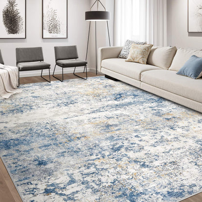 DMOYEST Area Rug Living Room Rugs 9x12 Washable Abstract Grey Carpet
