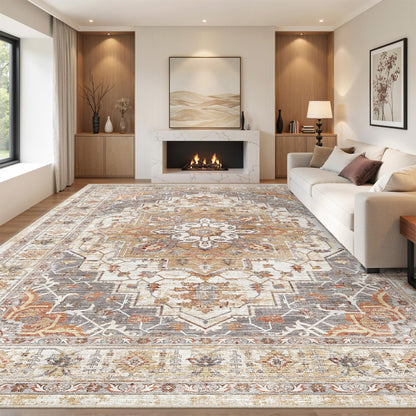 befbee 8x10 Area Rugs for Living Room, Washable Vintage Non Slip Rug