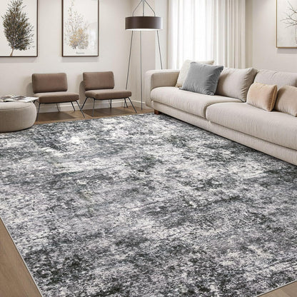 DMOYEST Area Rug Living Room Rugs 9x12 Washable Abstract Grey Carpet