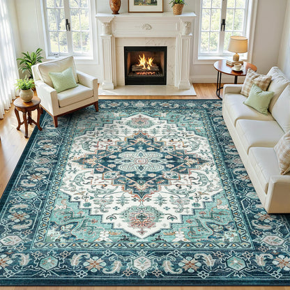 Lofus 8x10 Area Rugs for Living Room Bedroom, Soft Boho Carpet Floral Brown