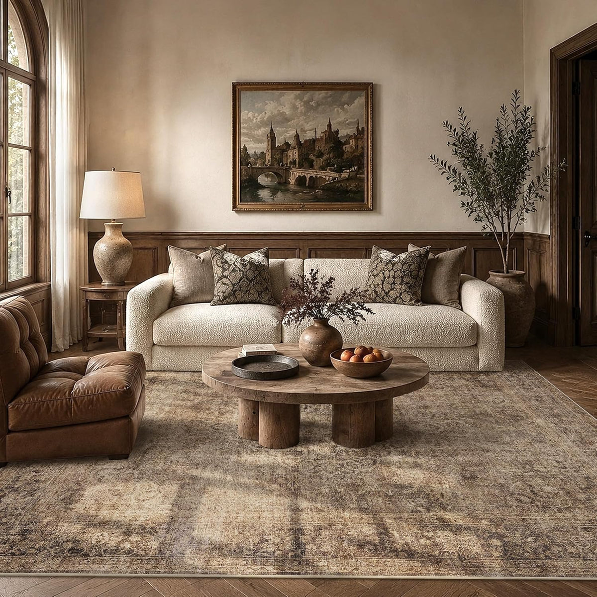 HelloTree 5x7 Vintage Washable Non-Slip Living Room Area Rug