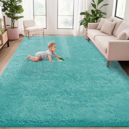 8x10 Area Rugs for Living Room: Fluffy Shag Soft Washable Rug Large Fuzzy Plush Indoor Carpet for Bedroom Nursery Playroom Kids Girls Boys Room (Black, 8'x10')