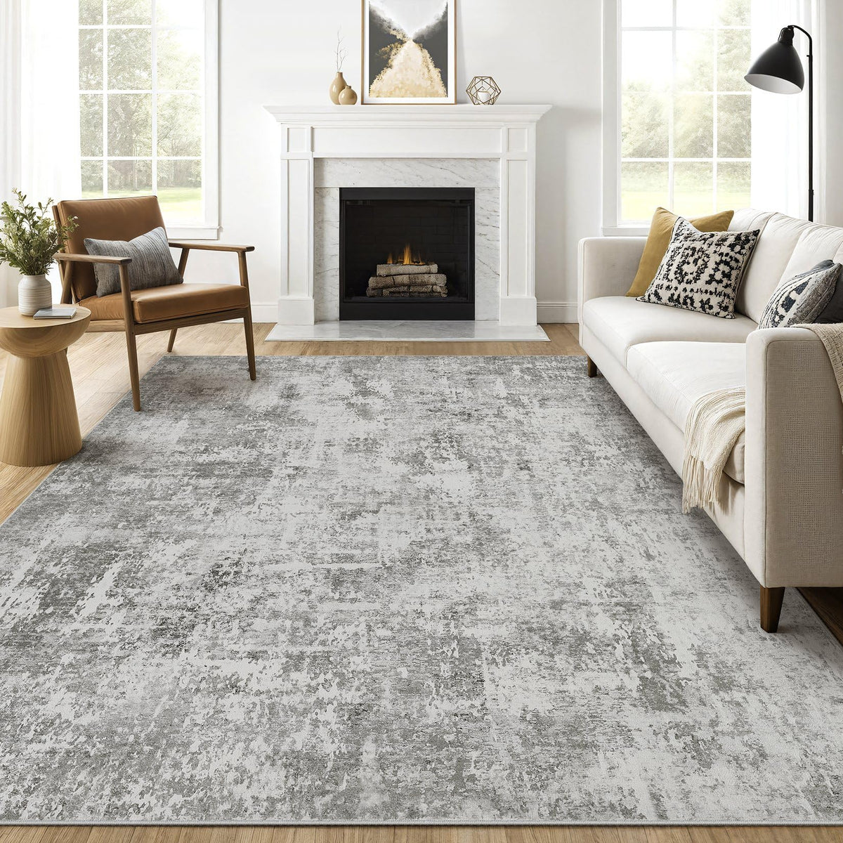 LOONGRUG 6x9 Area Rugs Washable Neutral Modern Abstract Living Room Rug