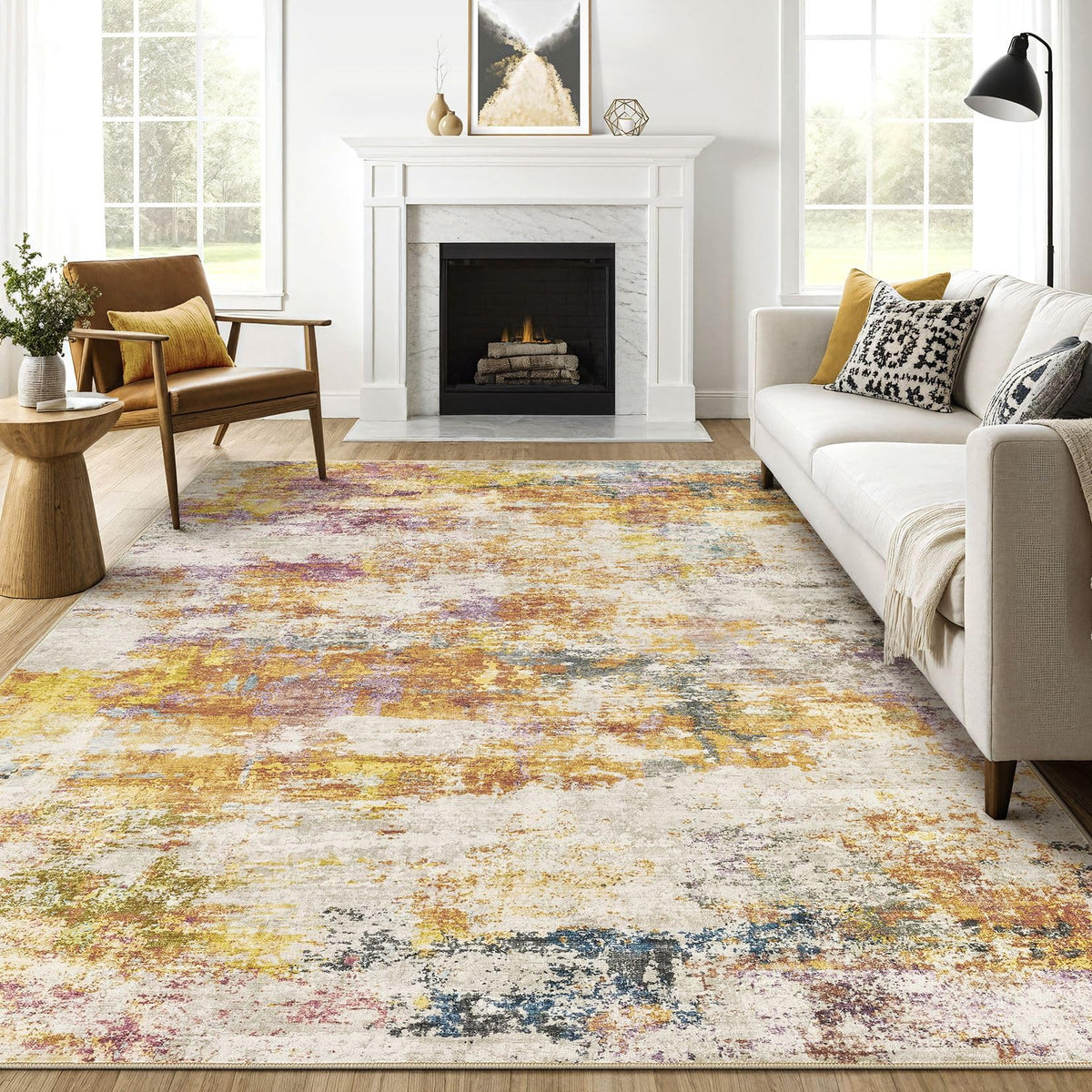 LOONGRUG 6x9 Area Rugs Washable Neutral Modern Abstract Living Room Rug