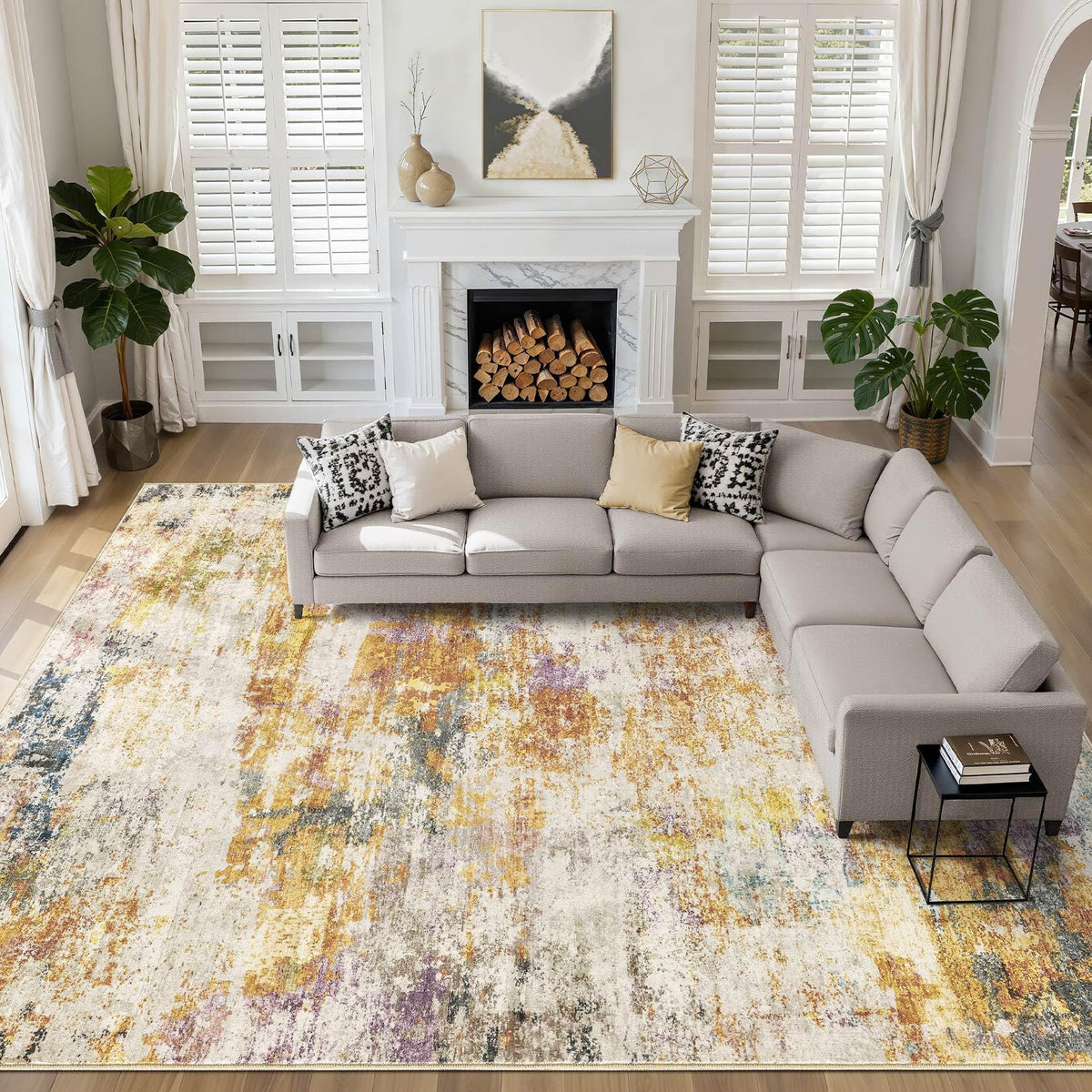 LOONGRUG 6x9 Area Rugs Washable Neutral Modern Abstract Living Room Rug