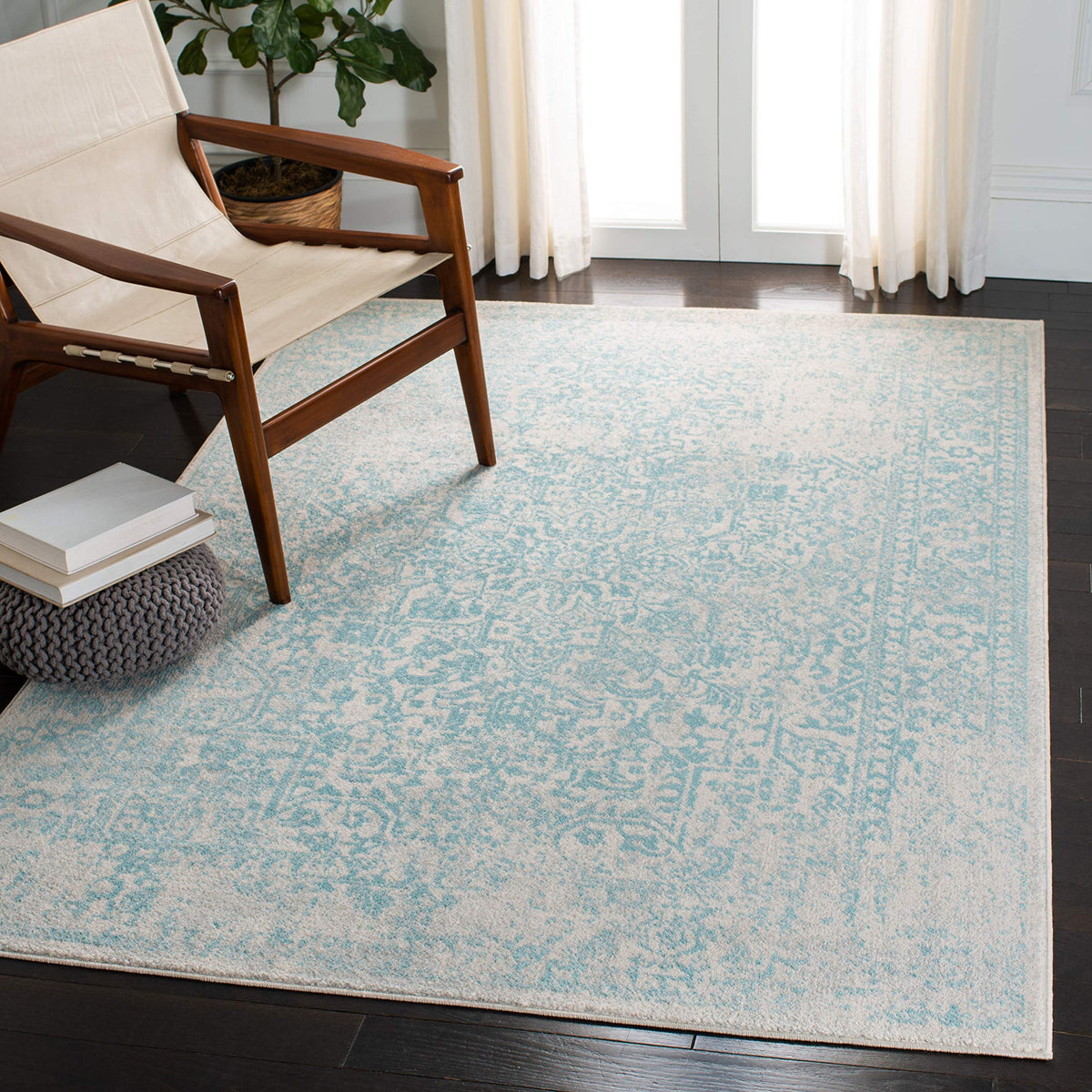 SAFAVIEH Evoke Area Rug 8x10 Large, Ivory & Taupe EVK256E